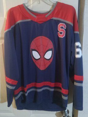 Marvel Men's Spiderman Long Sleeve Hockey Style Jersey L VUSN161
